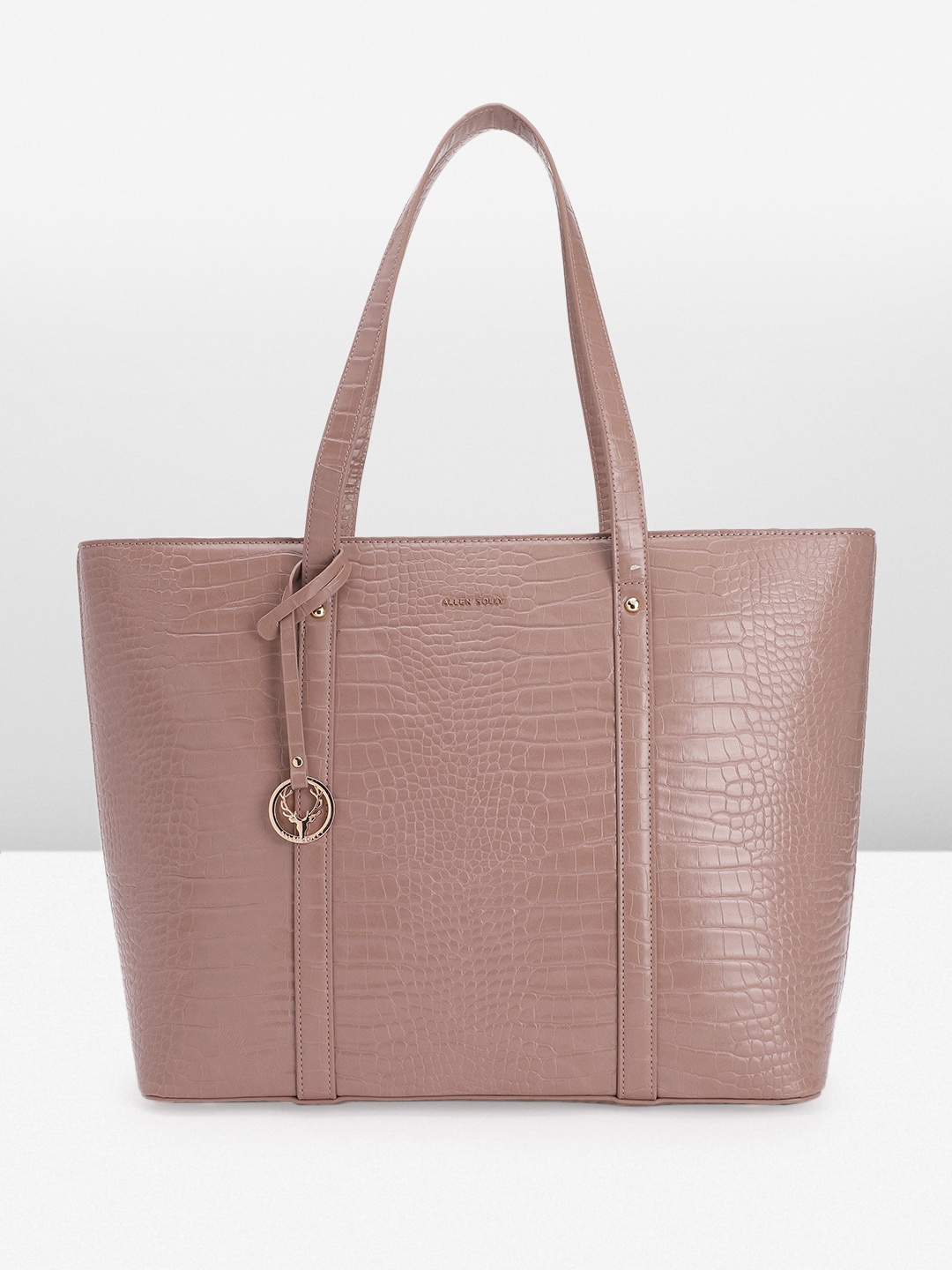 

Allen Solly Animal Textured Oversized Structured Shoulder Bag with Laptop Sleeve, Mauve