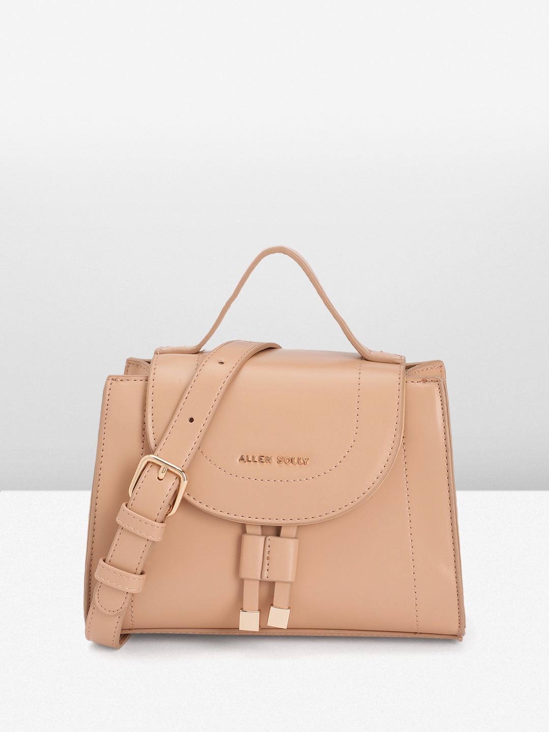 

Allen Solly Solid Structured Satchel, Nude