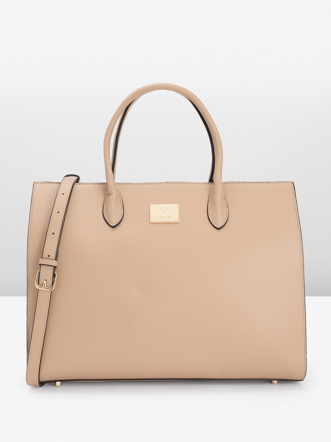 

Allen Solly Structured Handheld Bag with Laptop Sleeve, Nude