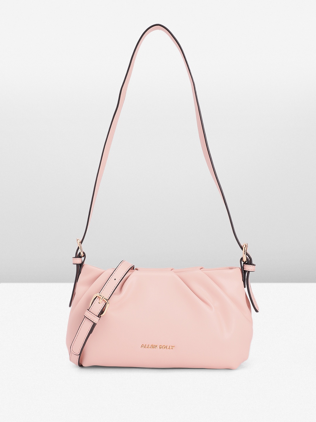 

Allen Solly Solid Pleated Structured Mini Shoulder Bag, Pink