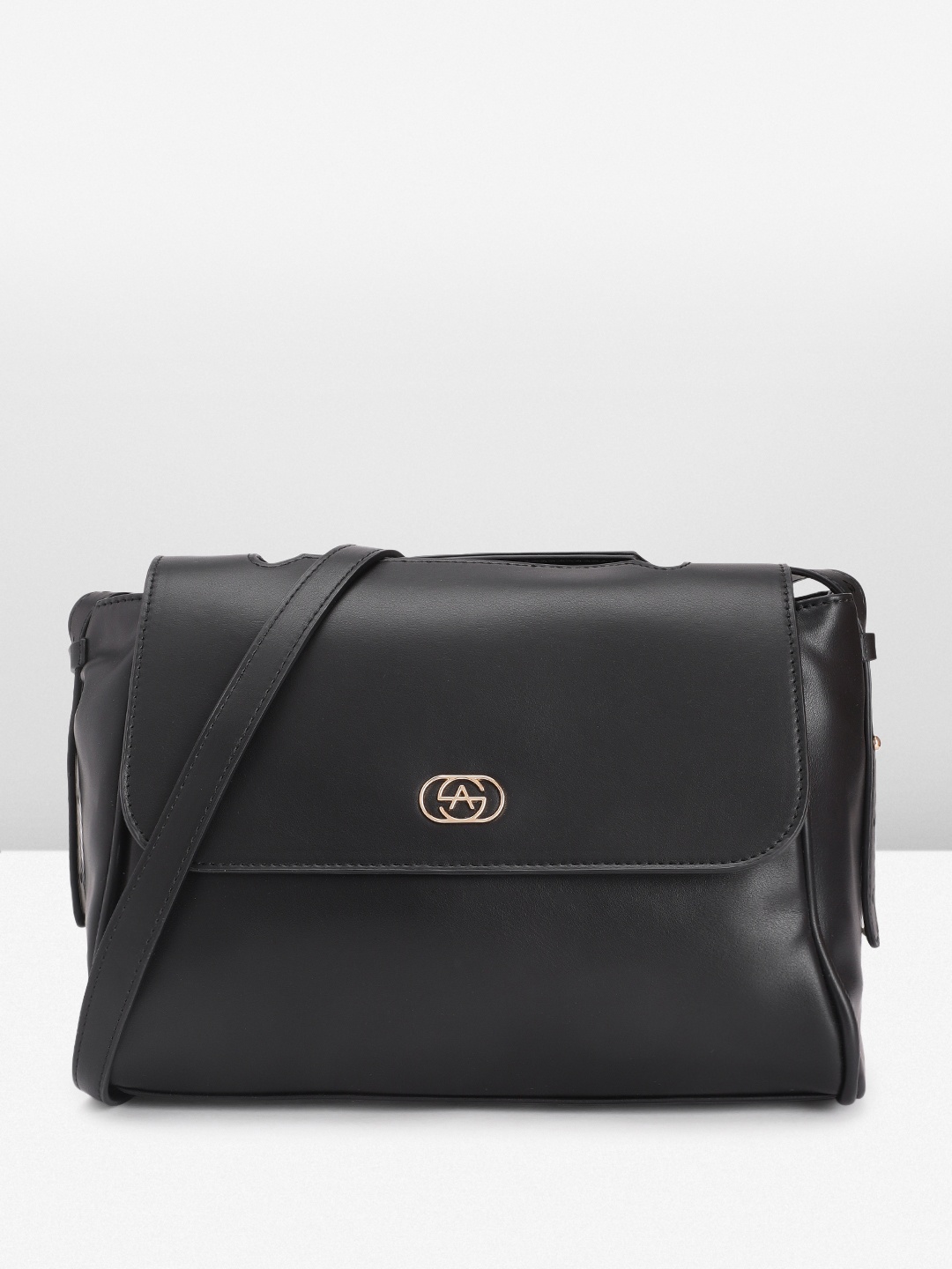 

Allen Solly Solid Structured Sling Bag, Black
