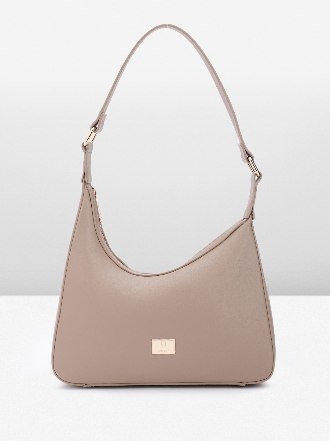 

Allen Solly Solid Structured Hobo Bag, Beige