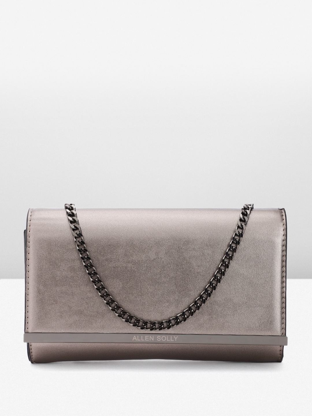 

Allen Solly Solid Structured Sling Bag, Metallic