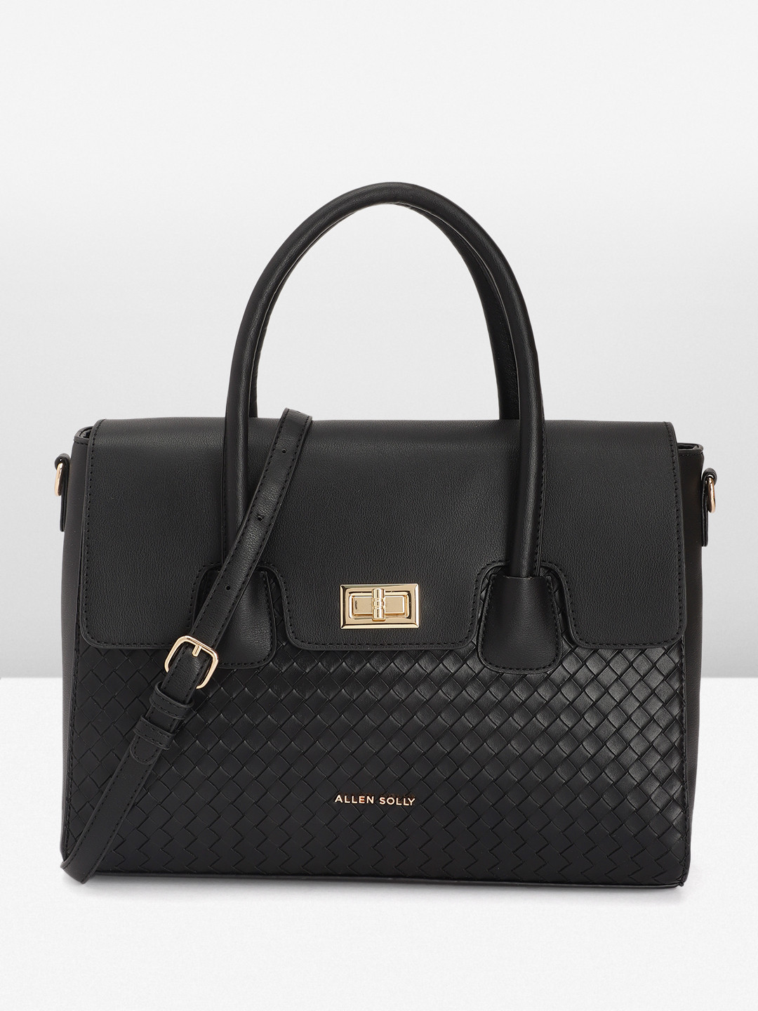 

Allen Solly Textured Handheld Bag, Black