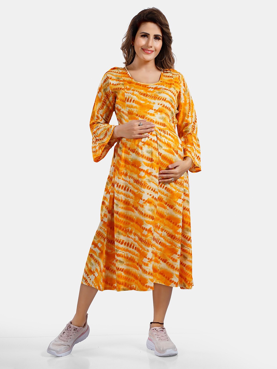 

Be You Abstract Printed A Line Maternity Dress, Yellow