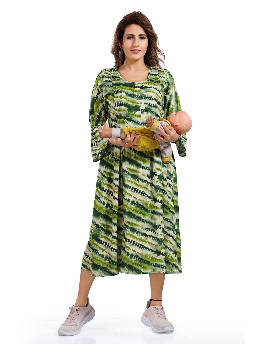 

Be You Abstract Printed A Line Maternity Dress, Green