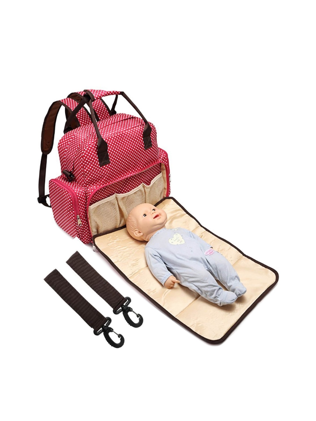 

Babymoon Kids Polka Dots Printed Diaper Bag, Pink