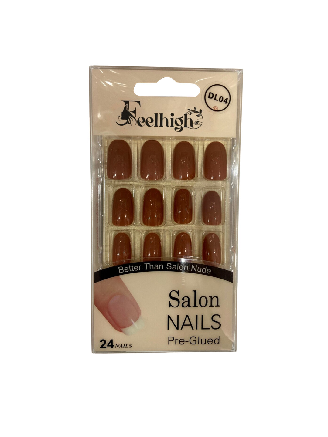 

FEELHIGH 24Pcs Pre Glued Press On Artificial Nails - DL04, Brown