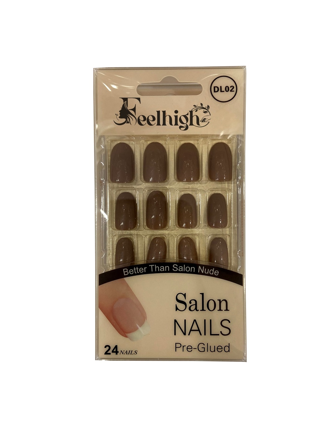 

FEELHIGH 24Pcs Pre Glued Press On Artificial Nails - DL02, Brown