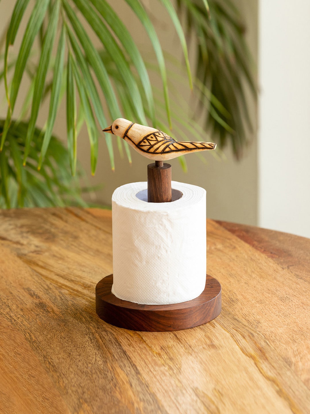 

ExclusiveLane Brown & Cream Sheesham Wood Soaring Bird Tissue Roll Holder