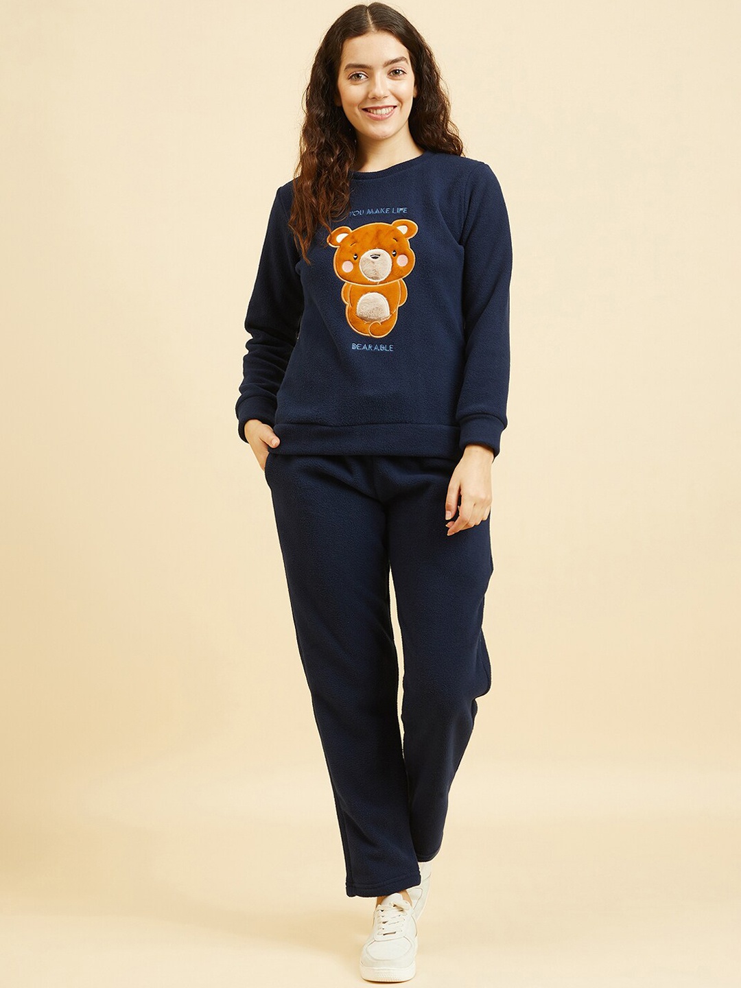 

Sweet Dreams Textured Fleece Tracksuit, Navy blue