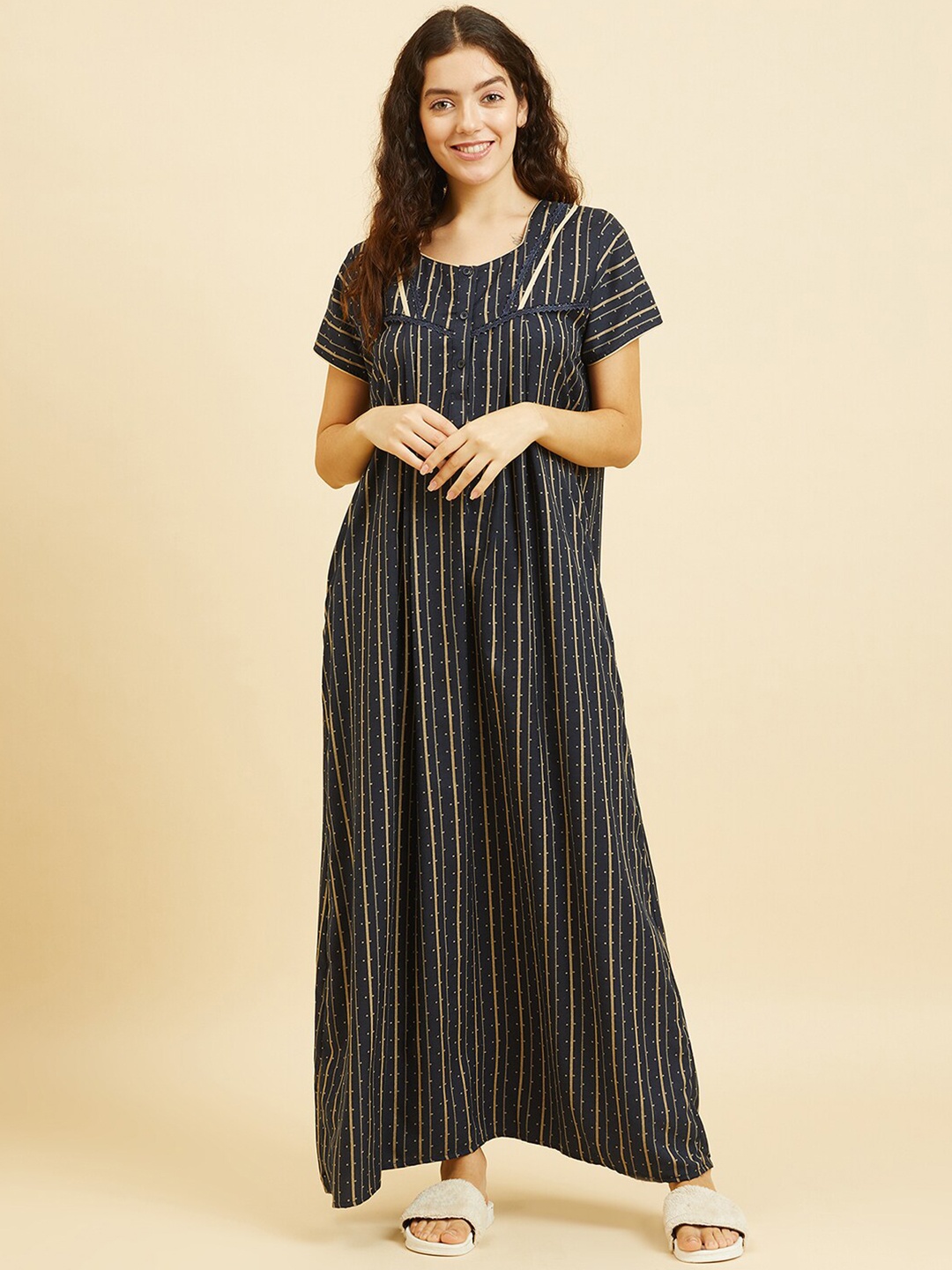 

Sweet Dreams Striped Maxi Nightdress, Navy blue