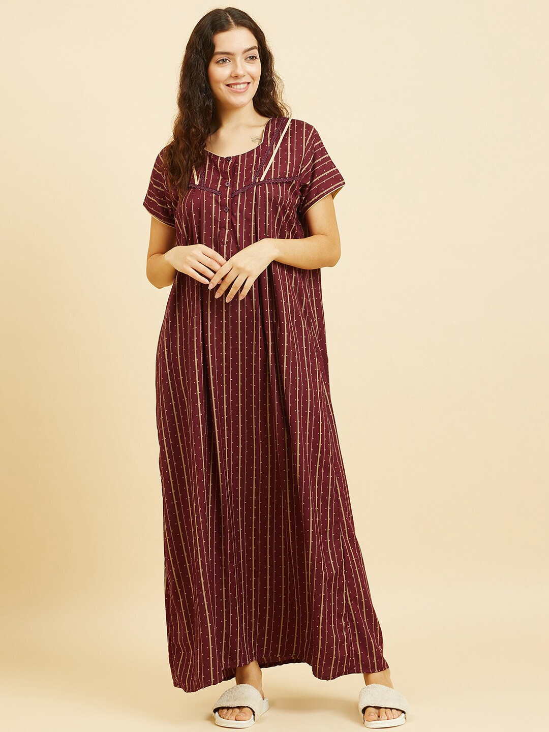 

Sweet Dreams Striped Maxi Nightdress, Brown