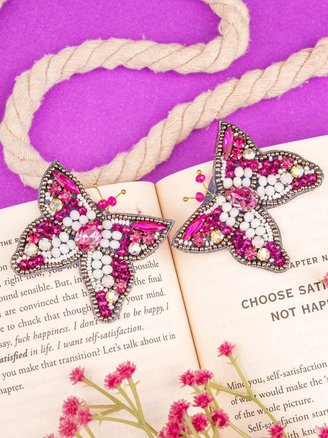 

Crunchy Fashion Fabric Classic Studs Earrings, Magenta