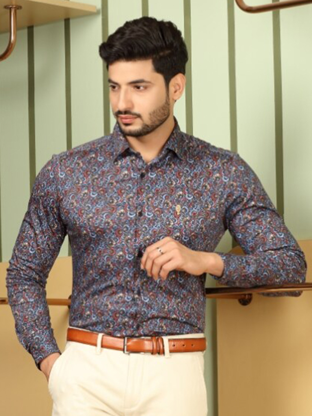 

Melvin Jones Comfort Floral Printed Cotton Casual Shirt, Blue