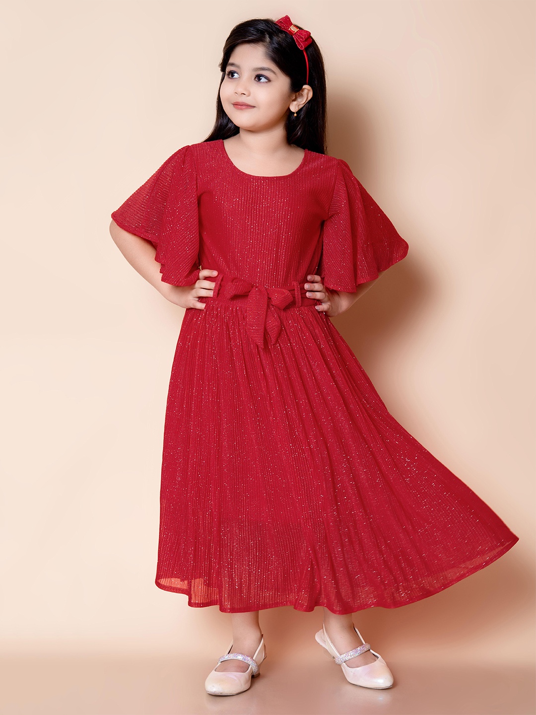 

BAESD Girls Flared Sleeves Maxi Dress, Red