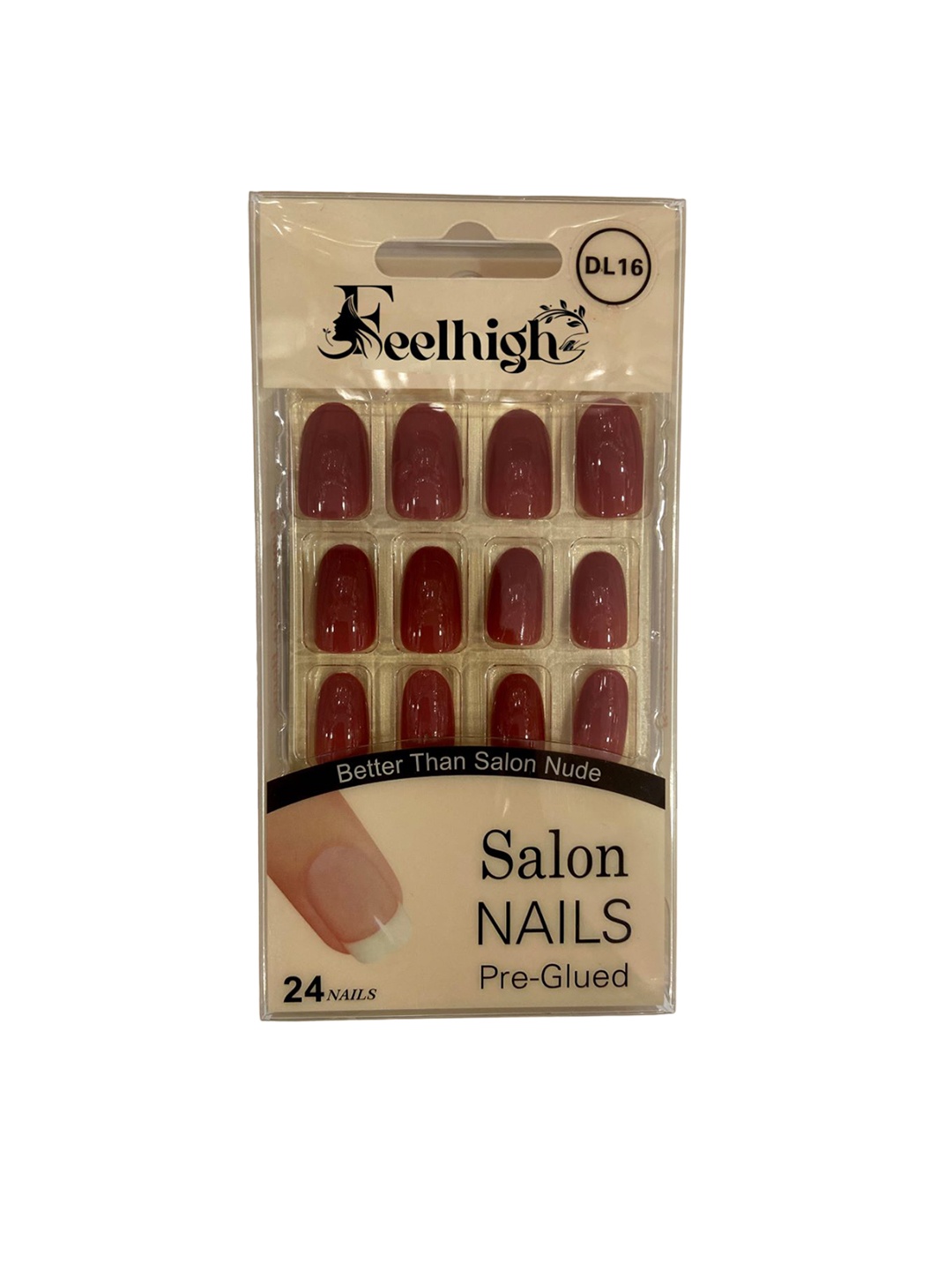 

FEELHIGH 24Pcs Pre Glued Press On Artificial Nails - DL16, Brown