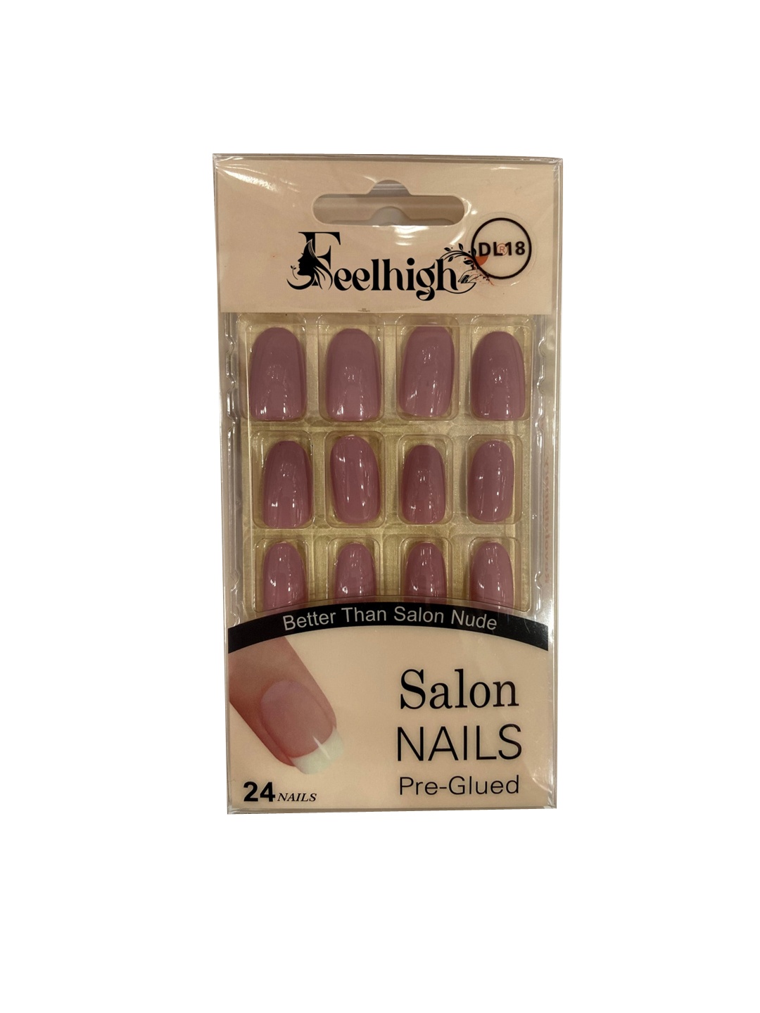 

FEELHIGH 24Pcs Pre Glued Press On Artificial Nails - DL18, Pink