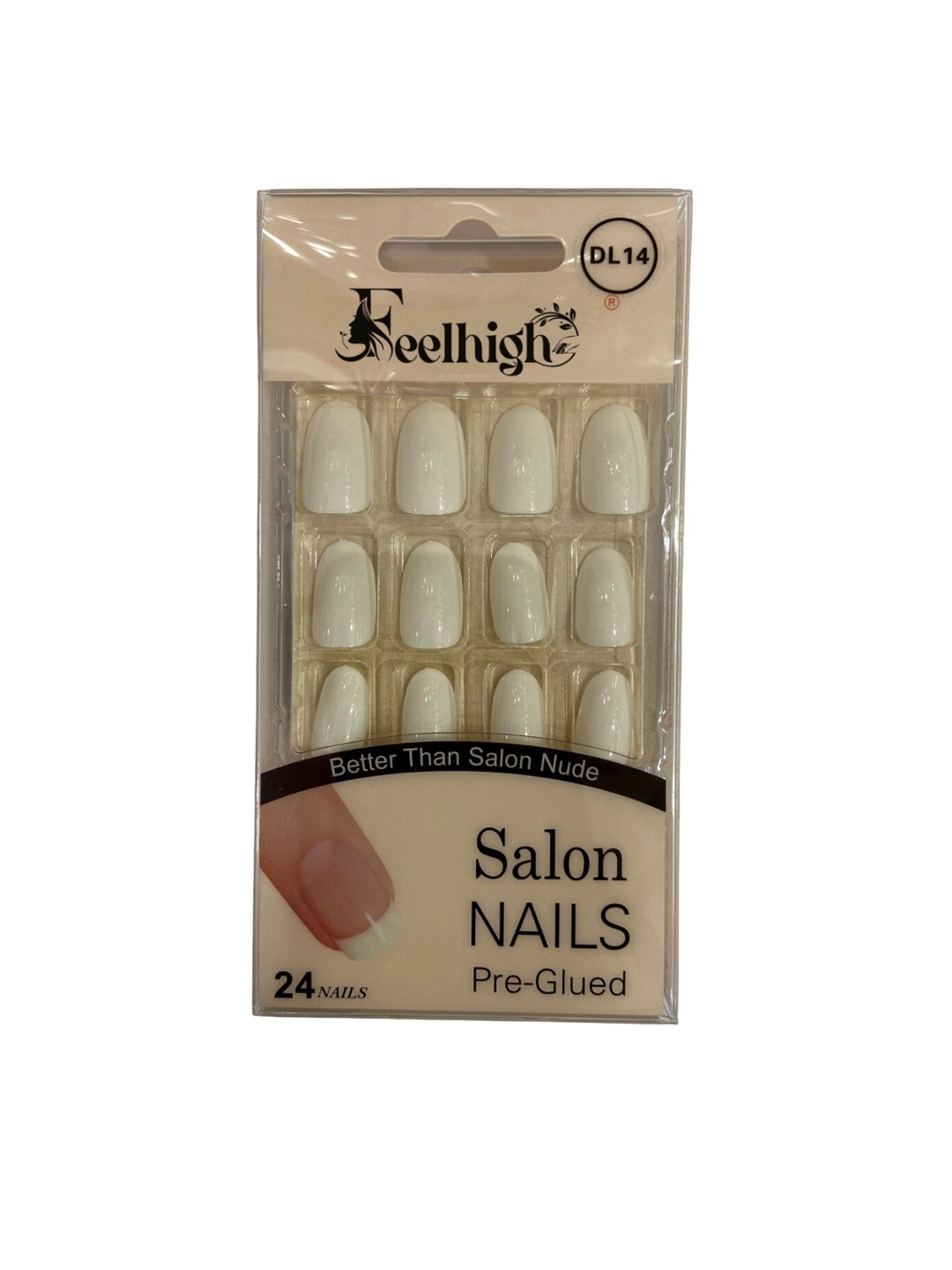 

FEELHIGH 24Pcs Pre Glued Press On Artificial Nails - 14, White