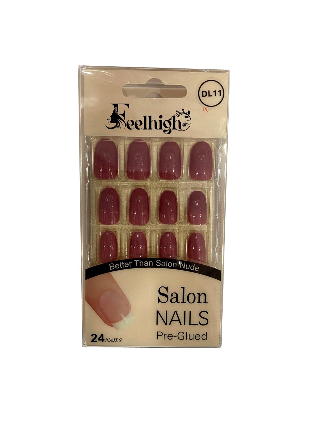 

FEELHIGH 24Pcs Pre Glued Press On Artificial Nails - 11, Pink