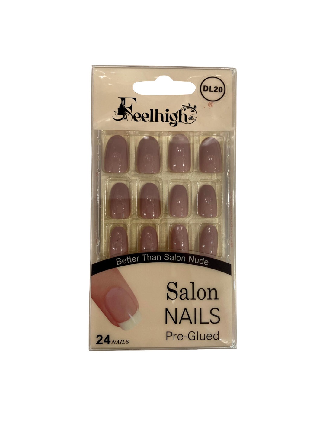 

FEELHIGH 24Pcs Pre Glued Press On Artificial Nails - 20, Nude
