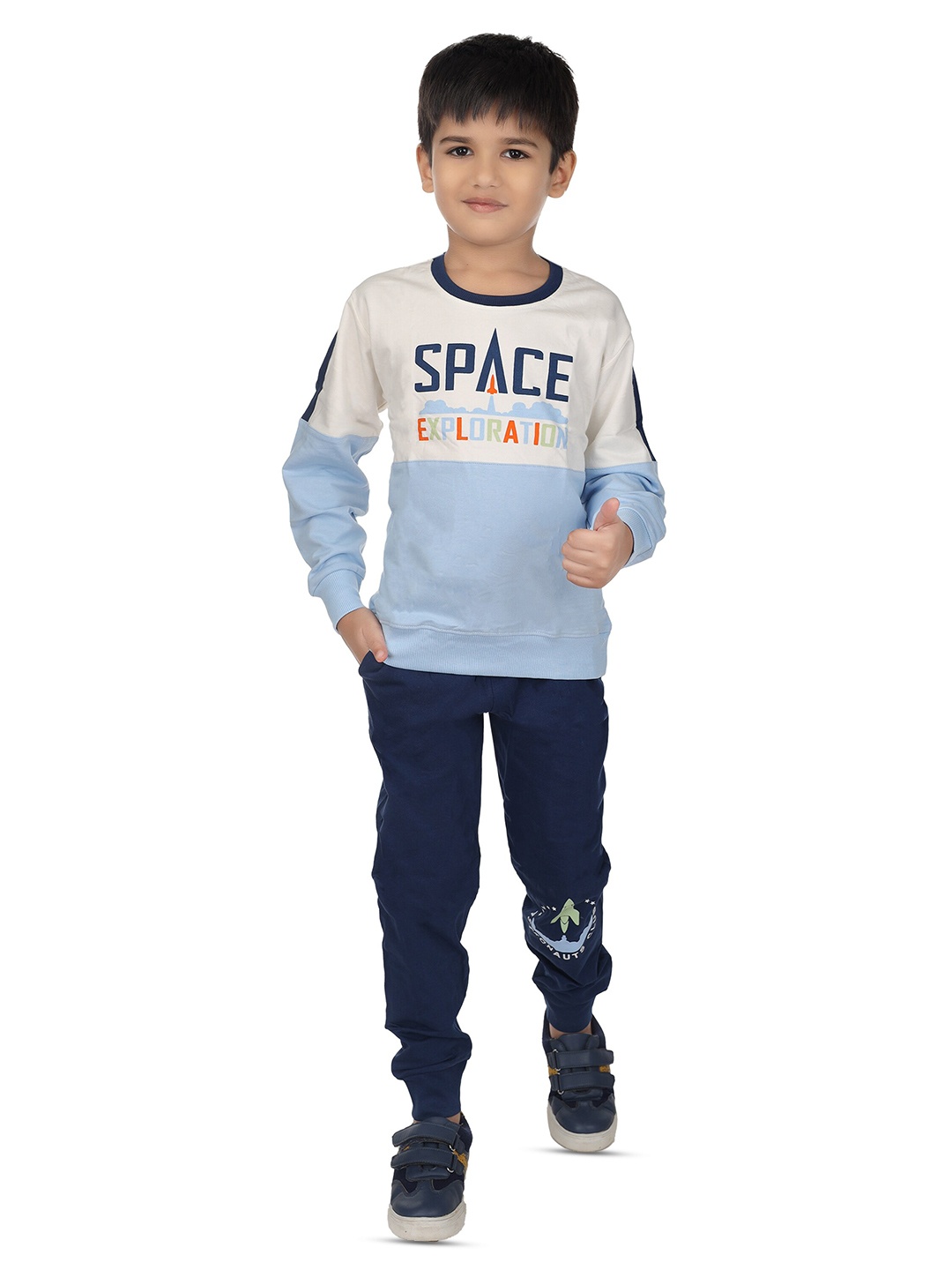 

Nottie Planet Boys Typography Printed T-shirt with Pyjamas, Blue