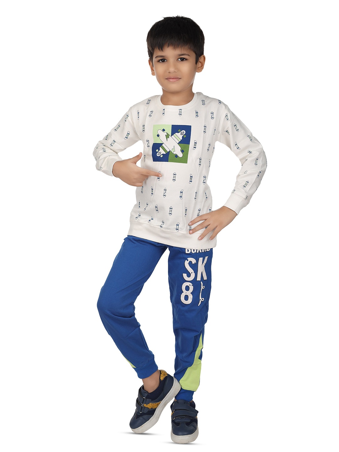 

Nottie Planet Boys Conversational Printed Sweatshirt With Pyjamas, Blue