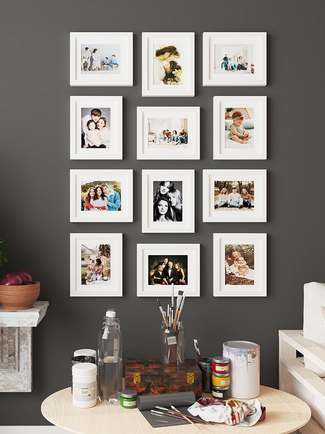

Art Street White 12 Pieces Wooden Wall Photo Frames