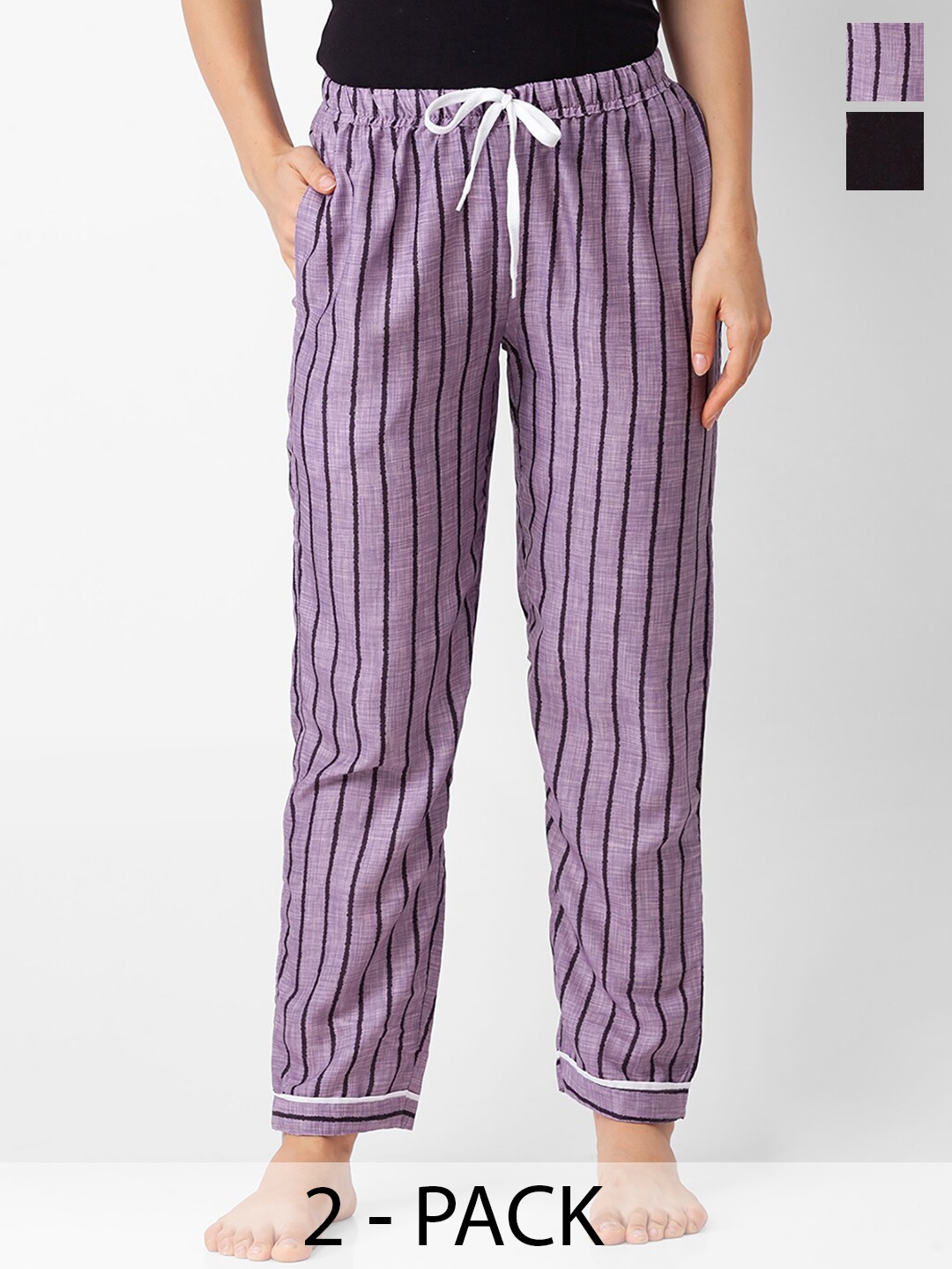 

NOIRA Women Pack Of 2 Printed Lounge Pants, Purple