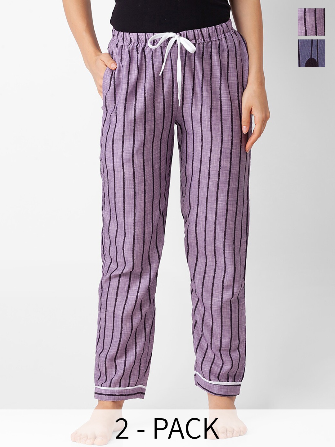 

NOIRA Pack Of 2 Printed Lounge Pants, Purple