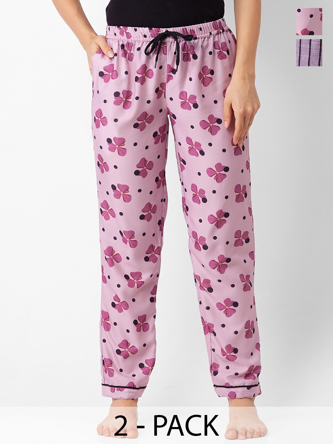 

NOIRA Pack Of 2 Printed Lounge Pants, Purple