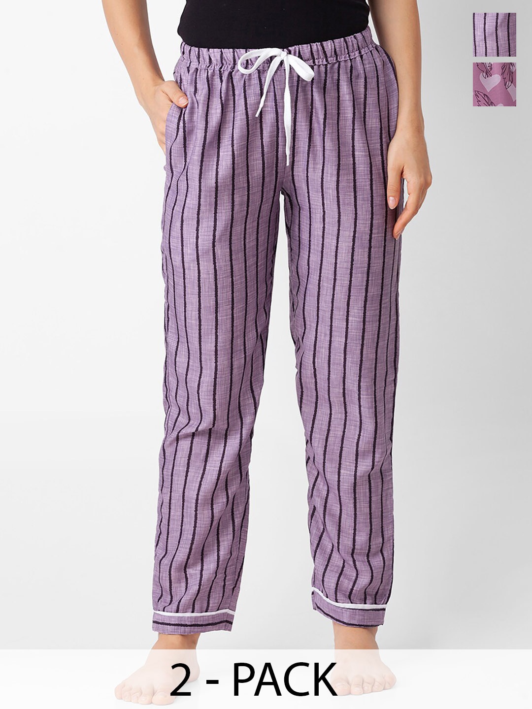 

NOIRA Pack Of 2 Printed Lounge Pants, Purple