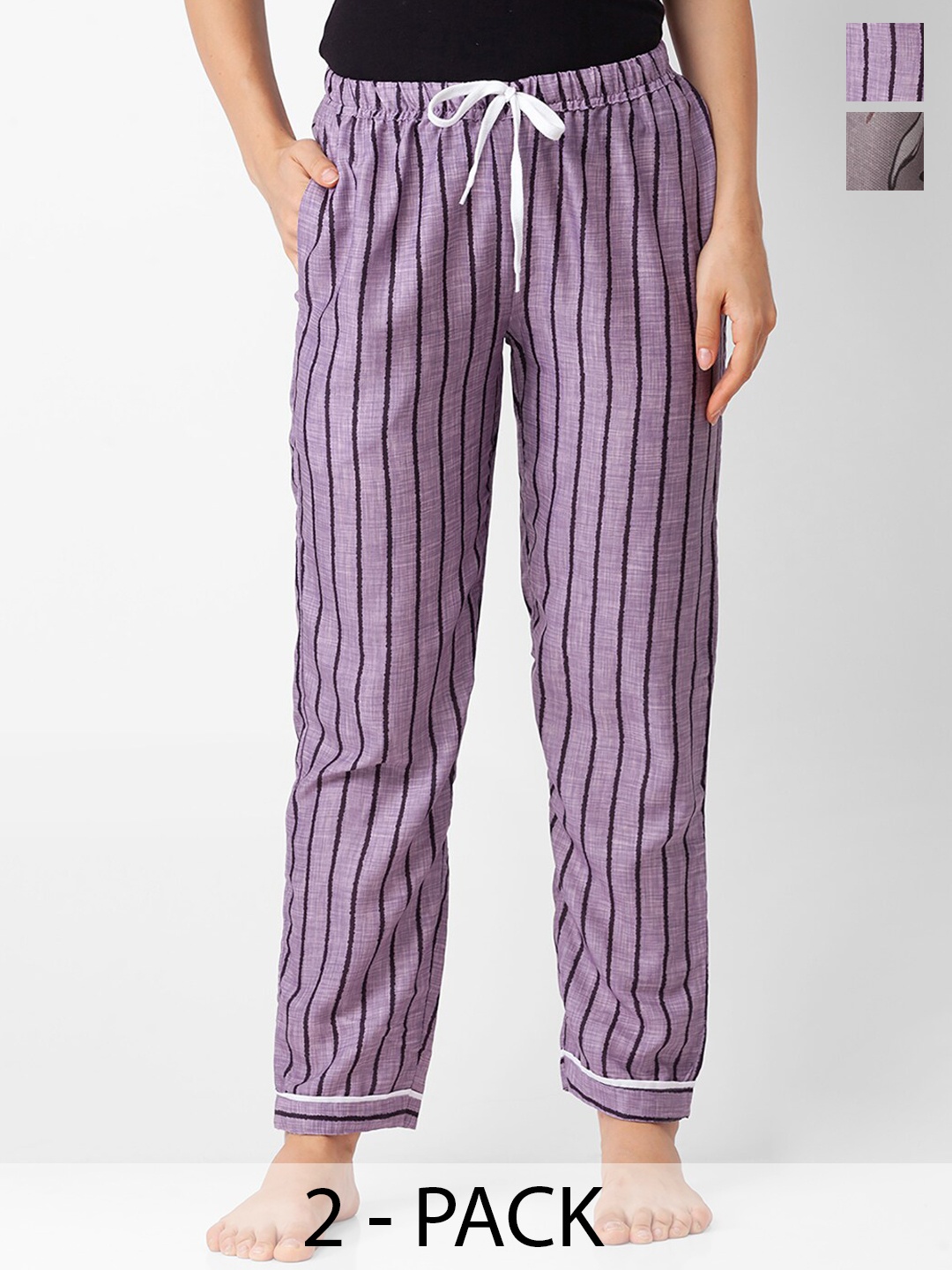 

NOIRA Pack Of 2 Printed Lounge Pants, Purple