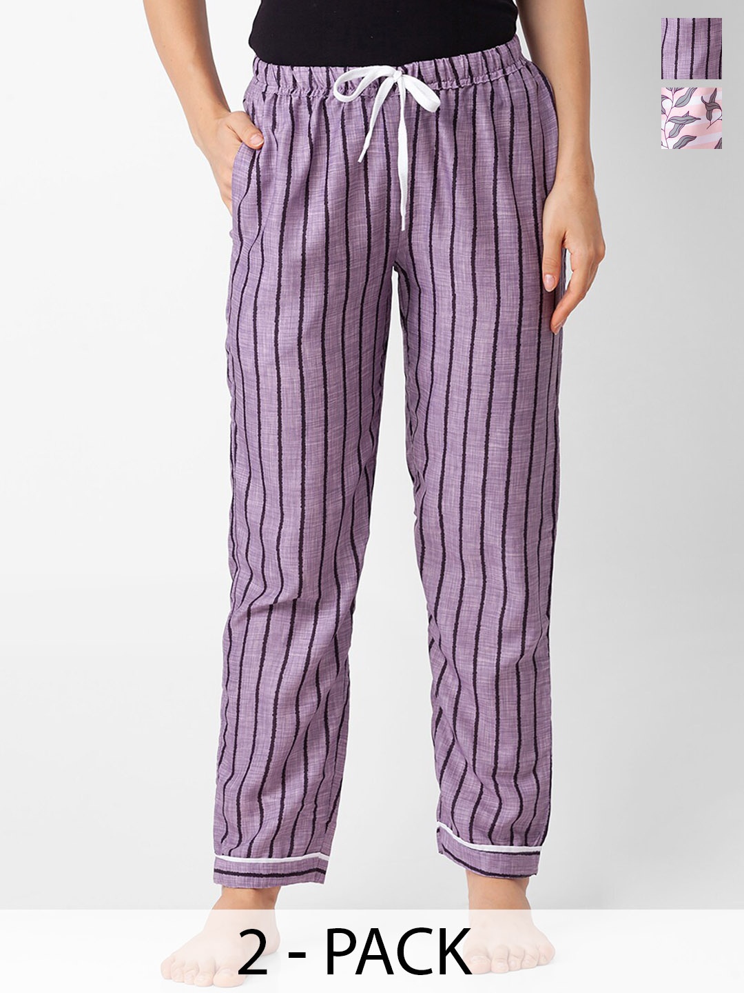 

NOIRA Pack Of 2 Printed Lounge Pants, Purple