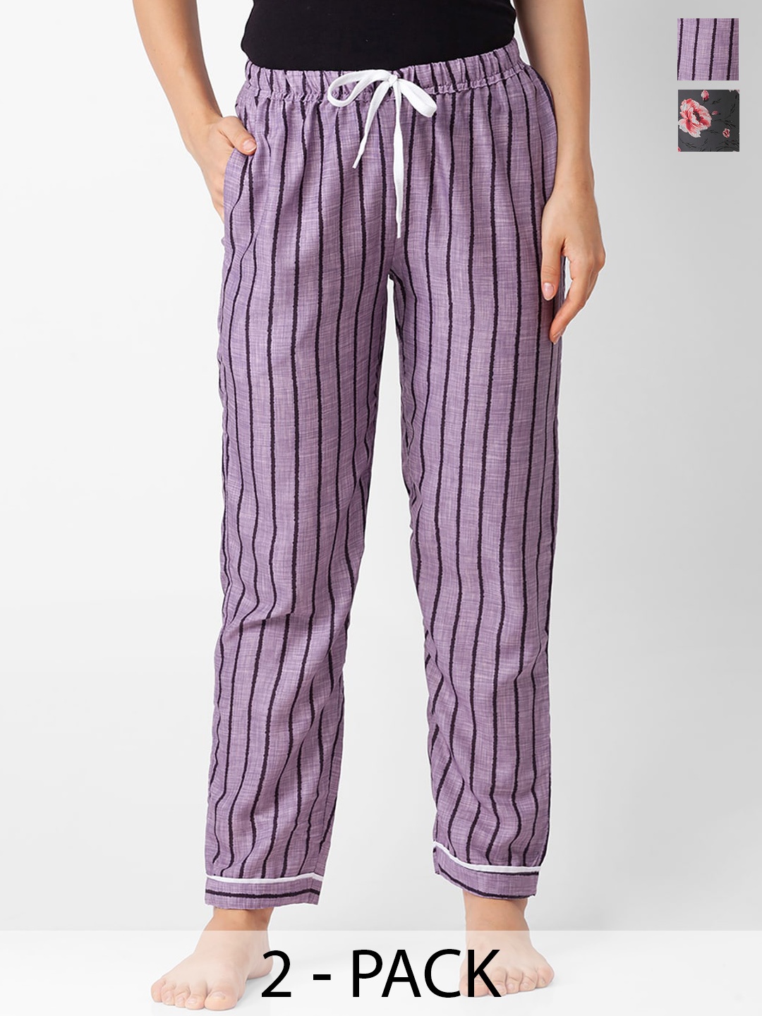 

NOIRA Pack Of 2 Printed Lounge Pants, Purple