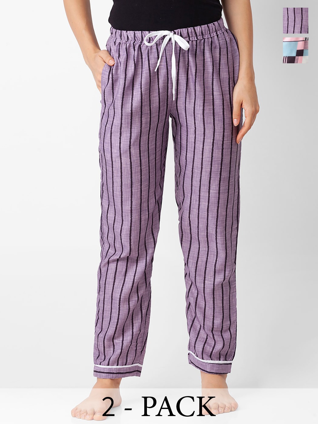 

NOIRA Pack Of 2 Printed Lounge Pants, Purple