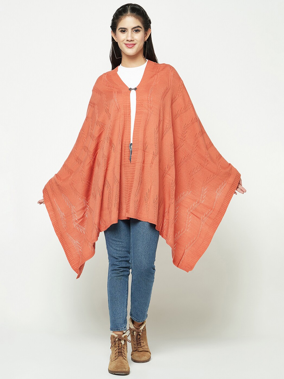 

Knitstudio Woven Design Knitted Shawl, Orange