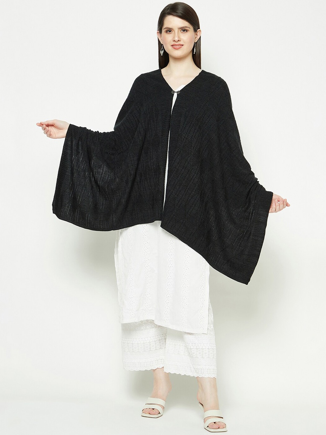 

Knitstudio Self Designed Knitted Shawl, Black