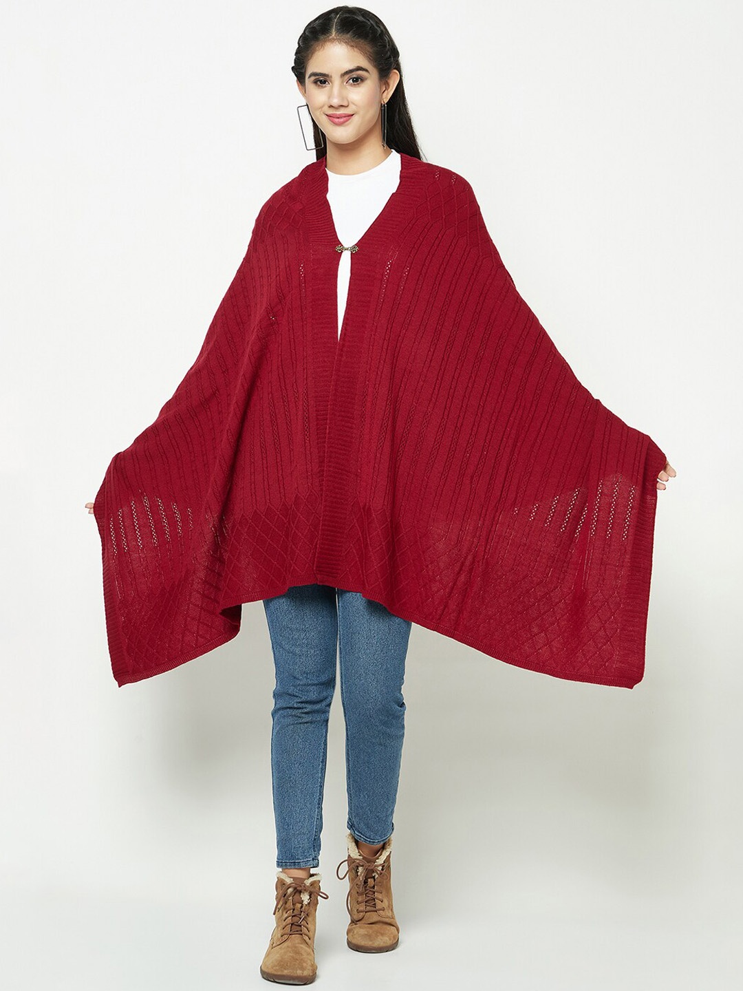 

Knitstudio Self Designed Knitted Shawl, Maroon