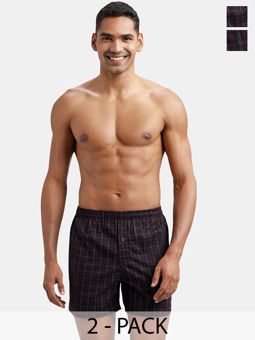 

Jockey Pack Of 2 Super Combed Mercerized Cotton Checkered Inner Boxers-8222, Black
