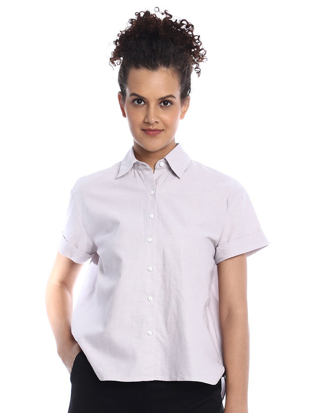 

Gazillion Comfort Oxford Boxy Pure Cotton Casual Shirt, Grey