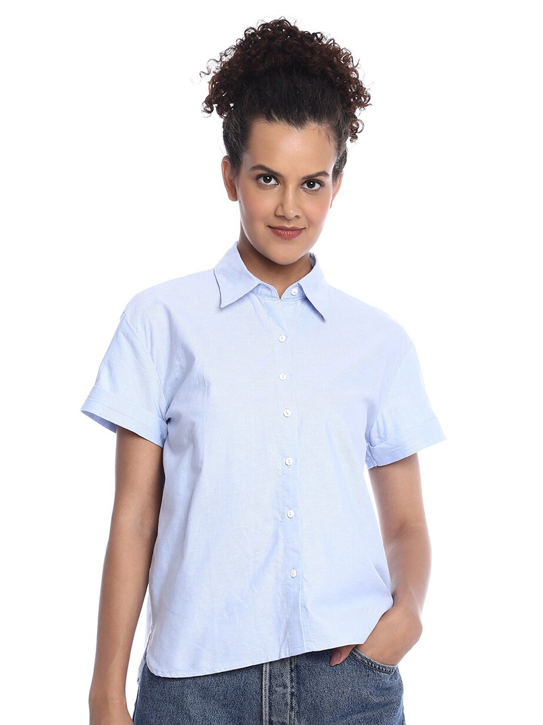 Gazillion Comfort Oxford Boxy Pure Cotton Casual Shirt, Blue