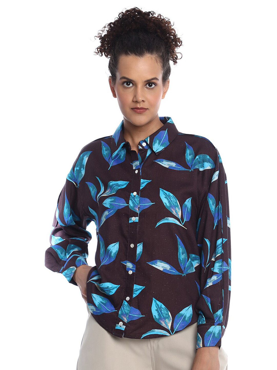 

Gazillion Contemporary Floral Printed Casual Shirt, Brown