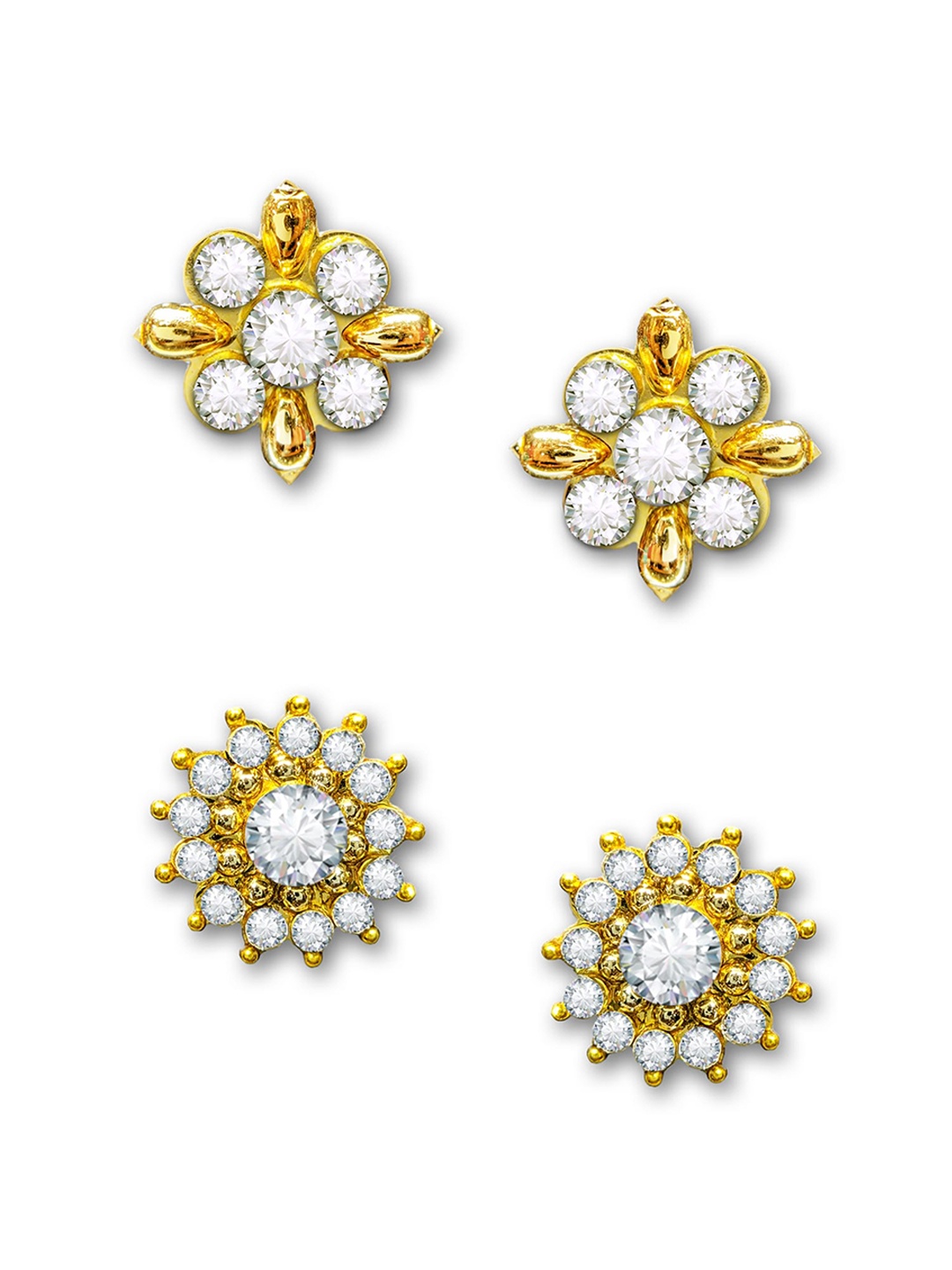 

Comet Busters Set Of 2 Floral Non Piercing Ear Stickers, Gold
