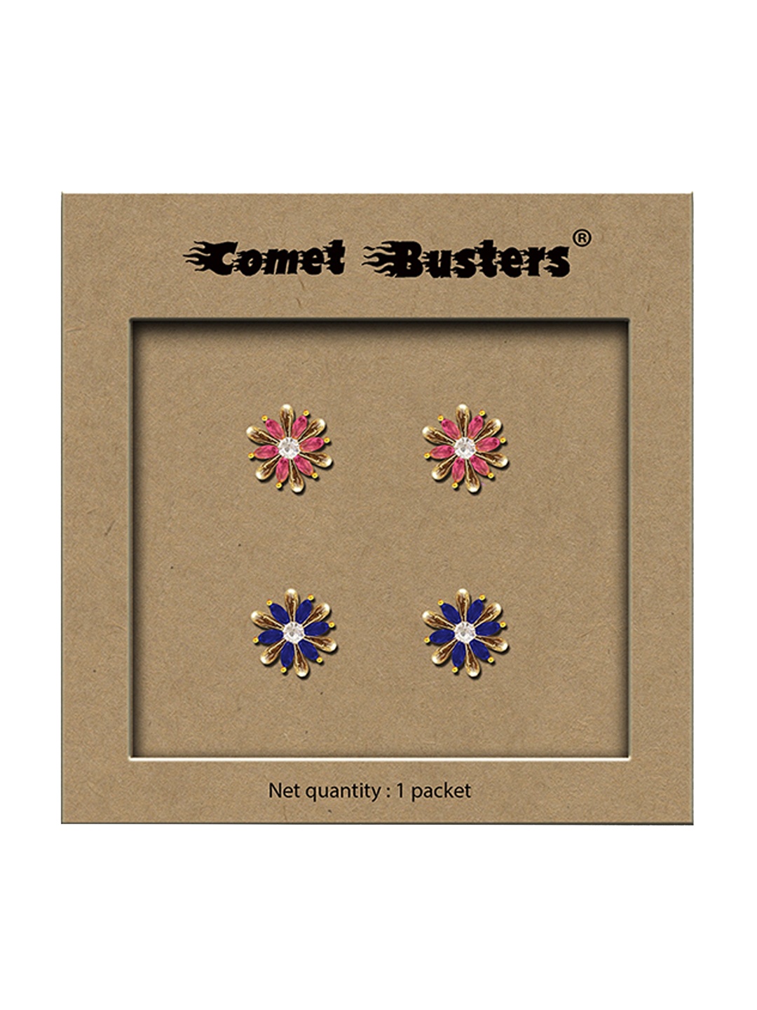 

Comet Busters Set Of 2 Floral Non Piercing Ear Stickers, Pink