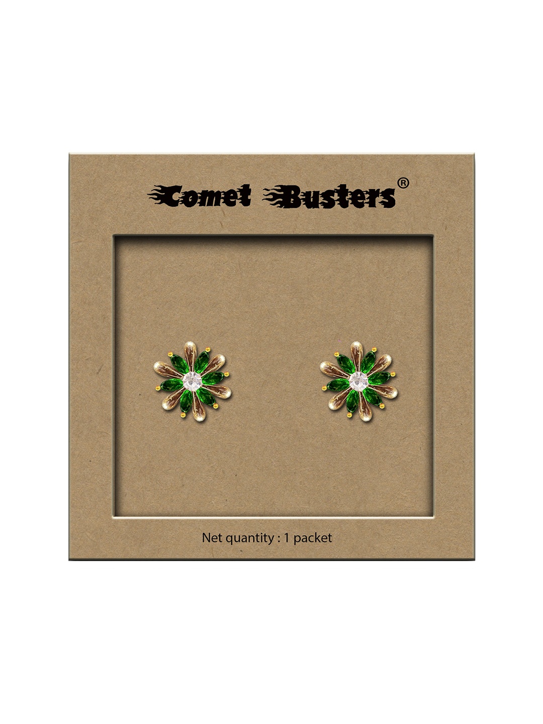 

Comet Busters Floral Non Piercing Ear Stickers, Green