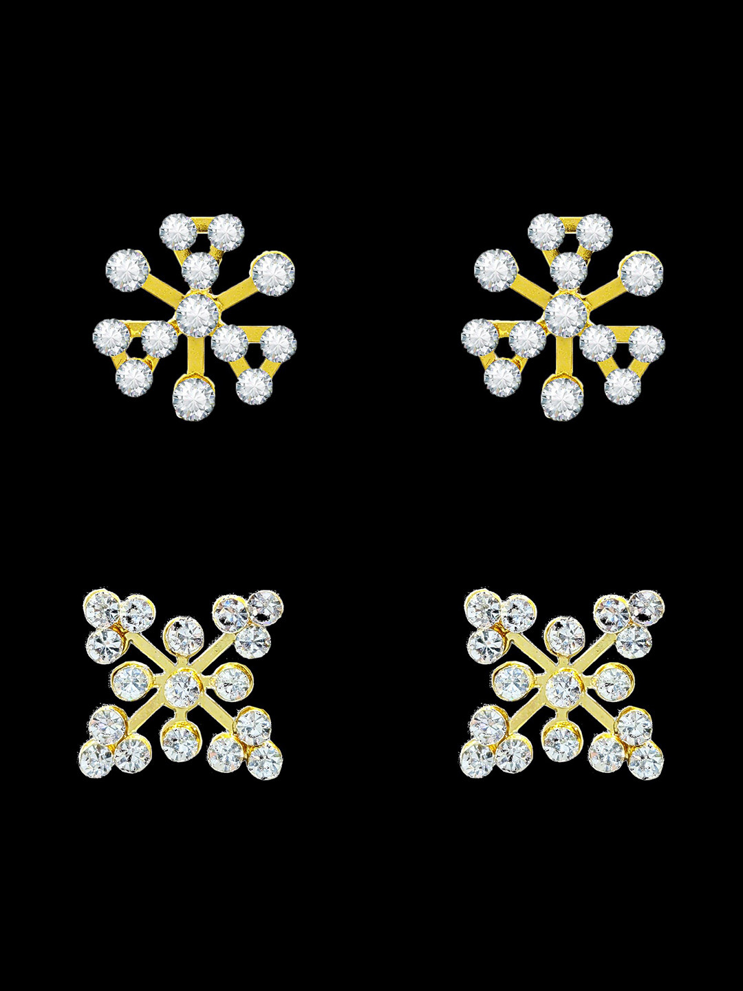 

Comet Busters Set Of 2 Floral Non Piercing Ear Stickers, Gold