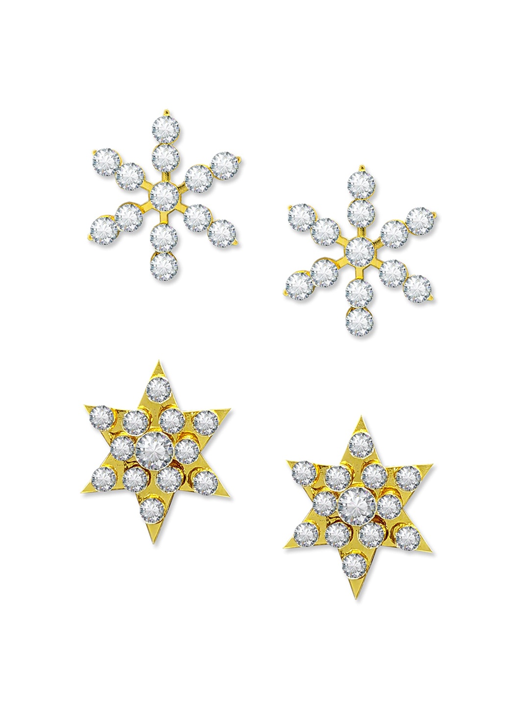 

Comet Busters Pack of 2 Non Piercing Self Adhesive Stick Ons Stud Earrings, Gold
