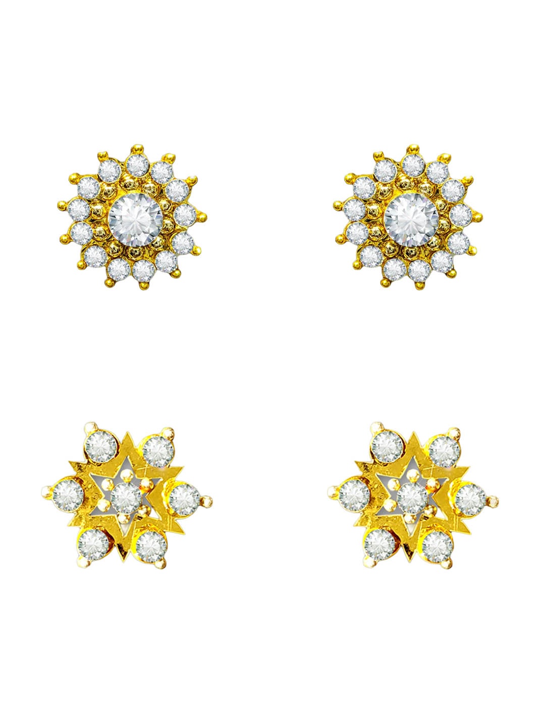 

Comet Busters Pack of 2 Non Piercing Self Adhesive Stick Ons Stud Earrings, Gold