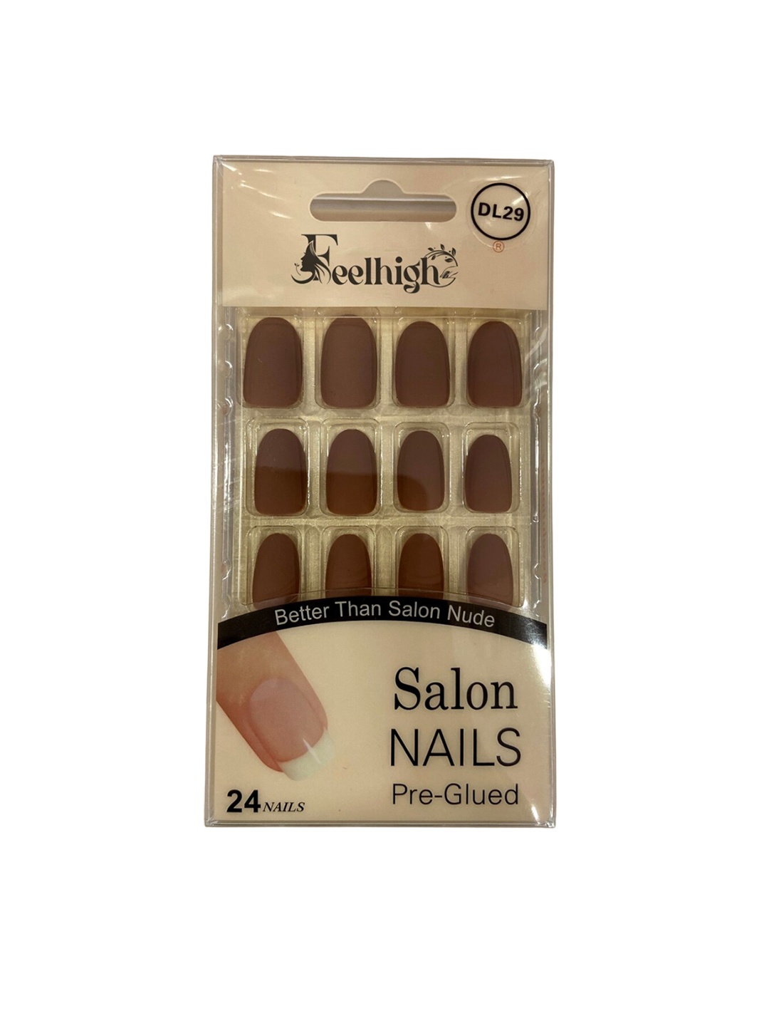 

FEELHIGH 24Pcs Pre Glued Press On Artificial Nails - 29, Brown